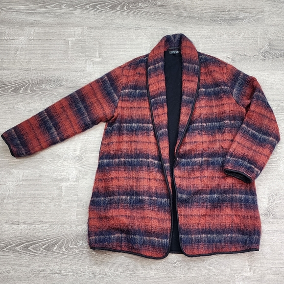 TOPSHOP Wool Blend Shacket Oversized Open Cardigan Jacket Orange Black 6 - Picture 16 of 16